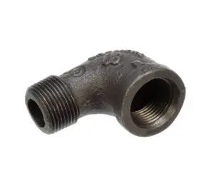 a black metal pipe with a nozzle