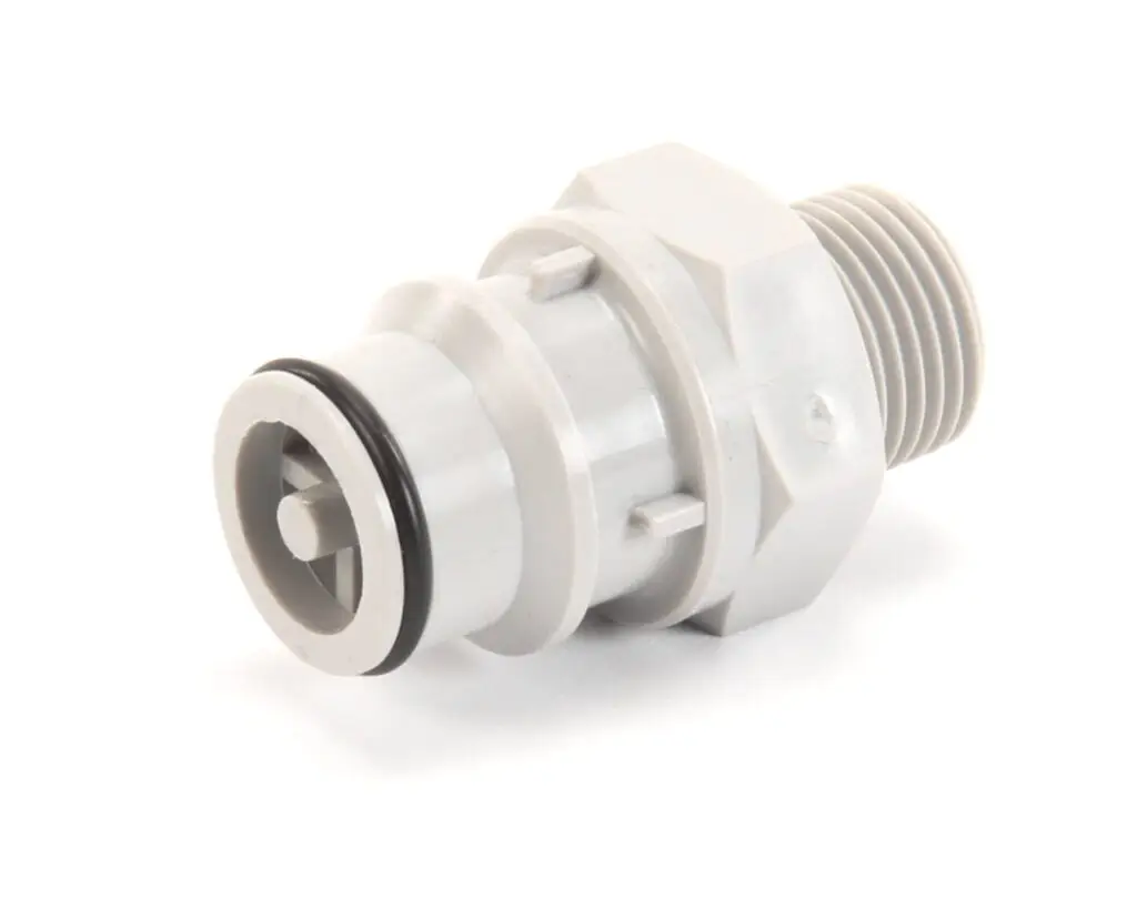 a white plastic pipe with black ring