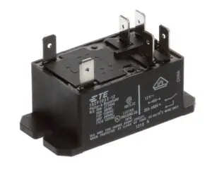 a black electrical device with silver metal parts