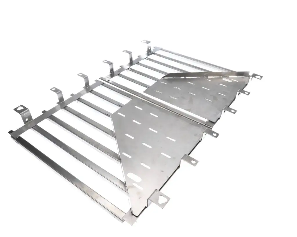 a metal frame with holes