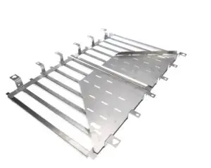 a metal frame with holes