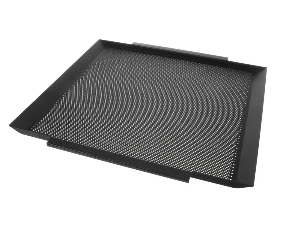 a black square object with holes