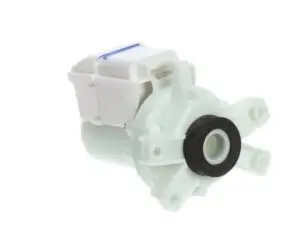 a white plastic pump with a black ring