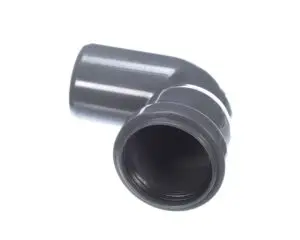 a grey plastic pipe with a hole