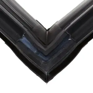a close up of a corner of a window