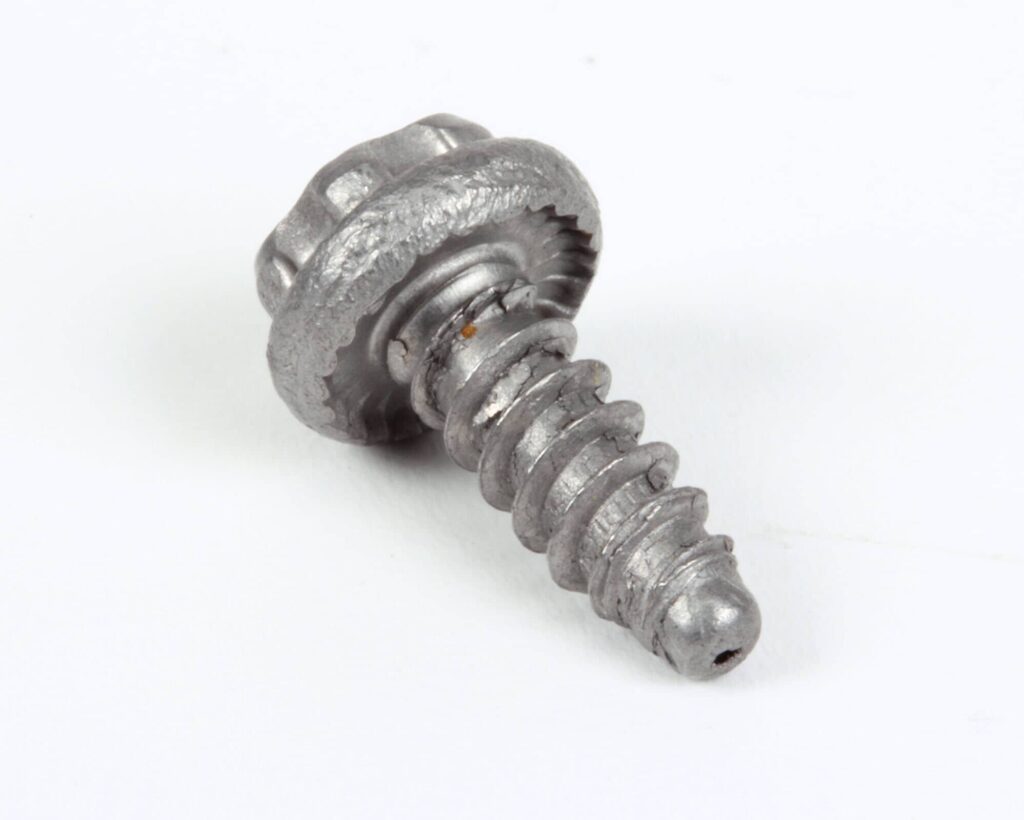 a silver screw with a round head