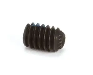 a black screw with blue spots